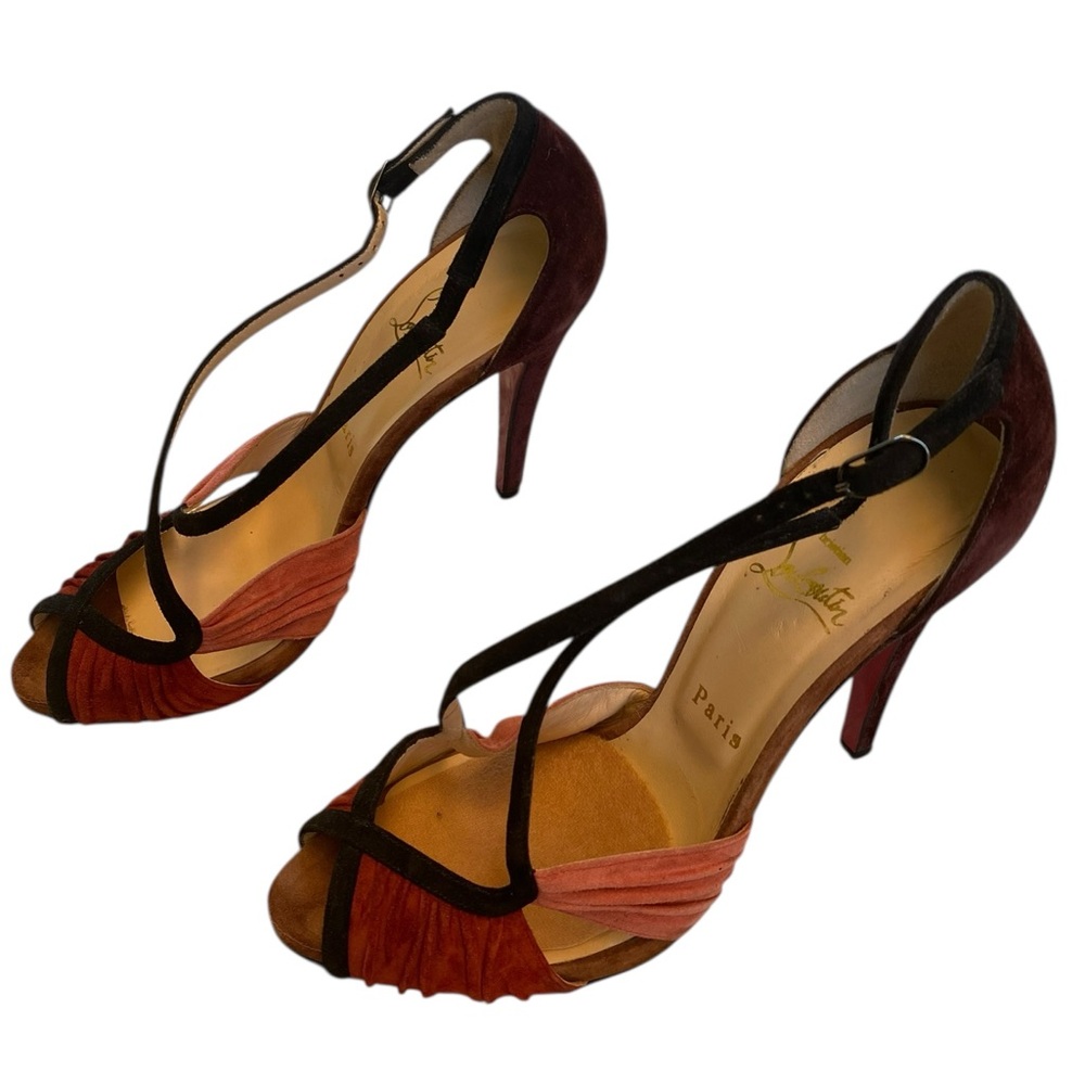 Christian Louboutin Velvet & Suede Colorblock Heels – Size 40 – Rare & Elegant ✨ - Picture 3 of 11